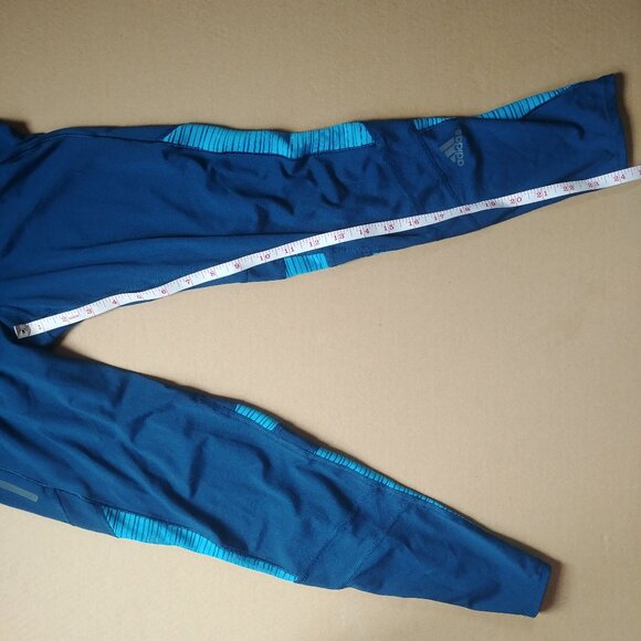 Adidas Running ClimaCool cropped blue leggings Small semi sheer panels - Picture 10 of 12
